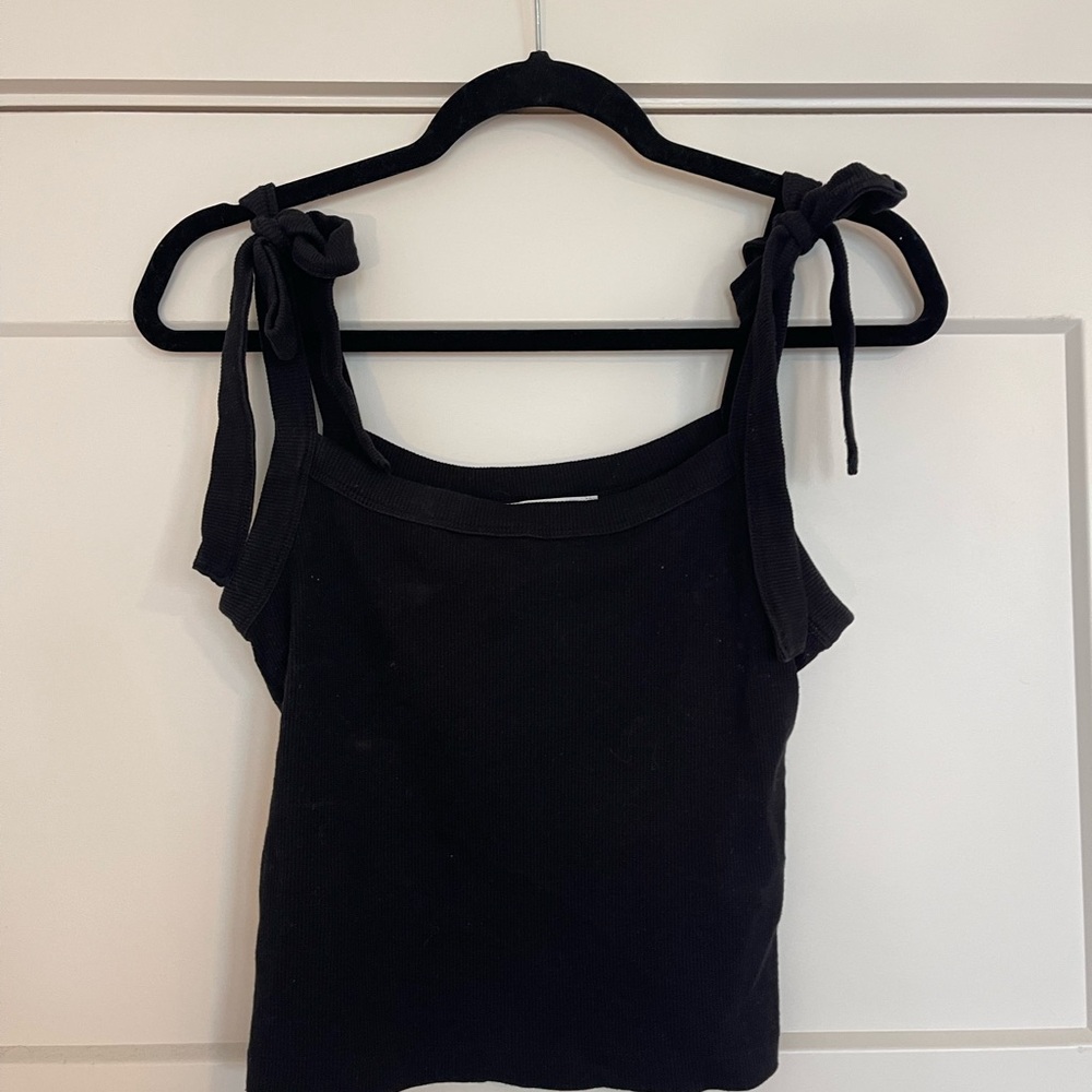 Chelsea & Violet Black Tank Top with Bow Straps